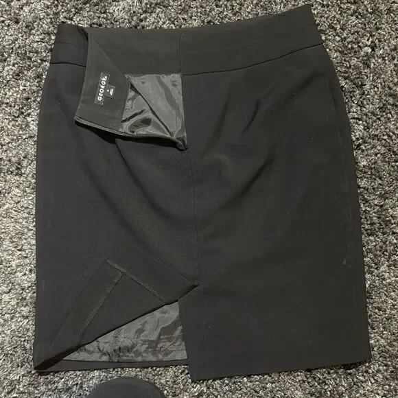 Classic Black Women's GEORGE Pencil Skirt with Back Split Size 8 - Picture 6 of 9